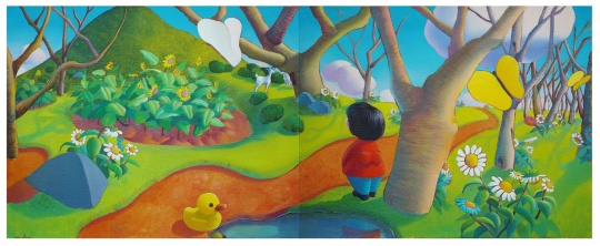 《核桃林之约3》(双联) 布面油画 100x250cm 2015
《核桃林之约3》(双联) 布面油画 100x250cm 2015