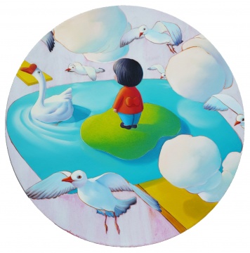 《浮生1》布面油画 直径120cm 2015
《浮生1》布面油画 直径120cm 2015