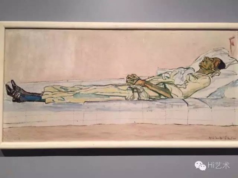 巴塞尔美术馆中最令人难忘的作品是瑞士艺术家Hoddler的十几件作品，从人物到风景，都有着细腻敏感而令人扼腕叹息的悲伤。瞬间让我想起在5月纽约大都会新馆展览《unfinished》中的那件描绘爱人Valentine因病死去的那张病榻（图4），在大都会展出的众多大师作品中依然十分耀眼。
