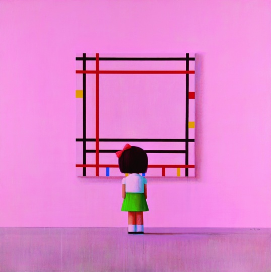 《Boogie Woogie，小女孩在纽约》210x210cm 布面丙烯 2005
