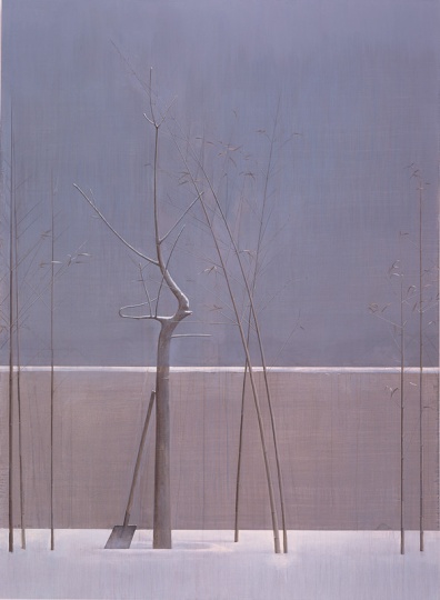  《树与竹子的构图》 300×220cm 布面丙烯 2007-2008
