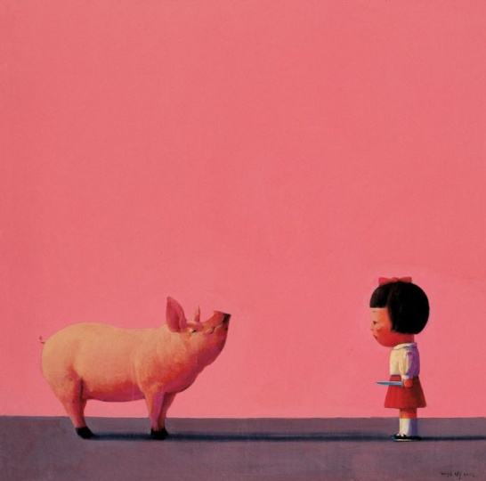 《温柔的杀我》90x90cm 布面丙烯 2002
《温柔的杀我》90x90cm 布面丙烯 2002
