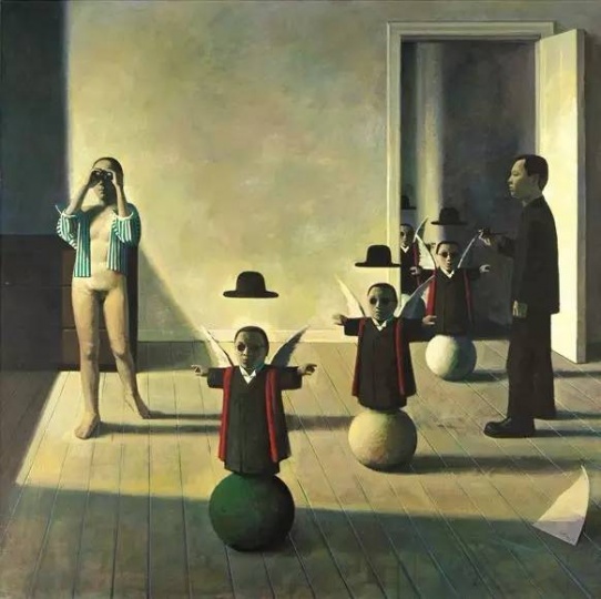 《第一个故事》150x150cm 布面丙烯油彩 1994
《第一个故事》150x150cm 布面丙烯油彩 1994