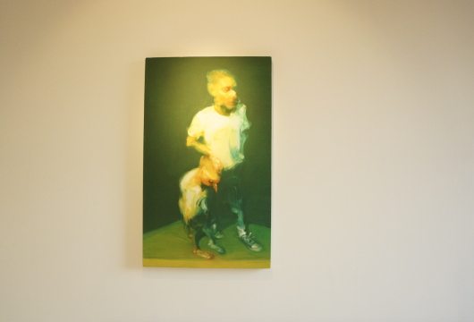《男人、小鸟与阳光》100×60cm 布面油画 2014
《男人、小鸟与阳光》100×60cm 布面油画 2014