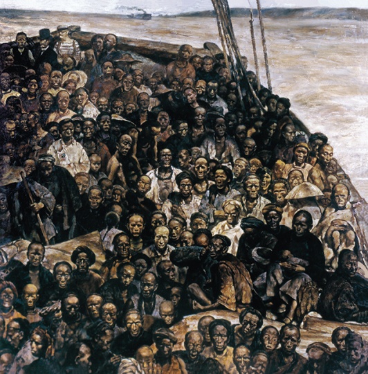 程丛林《华工船》185x185cm 油彩畫布1984
程丛林《华工船》185x185cm 油彩畫布1984
