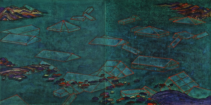 郝建涛 《混沄之往 No.29》 100×100cm×2 布面综合材料 2015
郝建涛 《混沄之往 No.29》 100×100cm×2 布面综合材料 2015