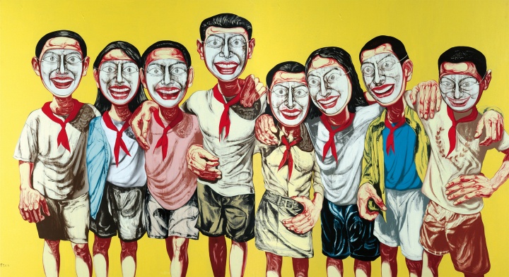 《面具系列1996 NO.6》（两联作） 200×360cm  布面油画  1996 
成交价：7537万港币（6708万人民币）  佳士得香港2008年春季拍卖会
