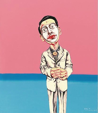 《面具系列 No. 3》 150×129.9cm  布面油画  1997
成交价：2026万港币（1696万人民币） 佳士得香港2011年春季拍卖会
