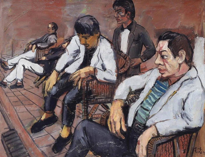 《黄昏之一》  80×100cm   布面油画  1989
成交价：1150万人民币  北京保利2013年秋季拍卖会

