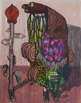 《That Way Not That Way》 200x150cm ecoline on paper 2014
《That Way Not That Way》 200x150cm ecoline on paper 2014