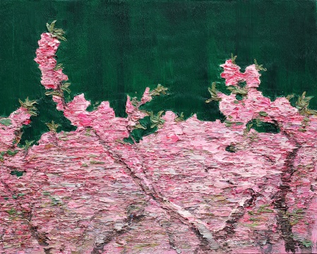 《桃花1》100×80cm 布面油画 2016
《桃花1》100×80cm 布面油画 2016