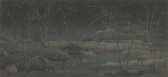 《潇湘八景——雪色》 387 x 184 cm 绢本水墨 2014-2015
《潇湘八景——雪色》 387 x 184 cm 绢本水墨 2014-2015