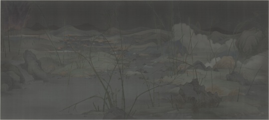 《潇湘八景——瞬息》 387 x 184 cm 绢本水墨 2014
