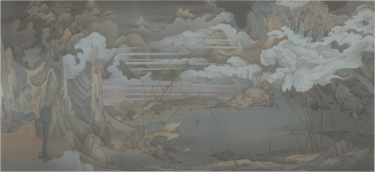 《潇湘八景——寰宇》 387 x 184 cm 绢本水墨 2016
