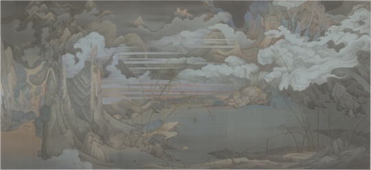 《潇湘八景——寰宇》 387 x 184 cm 绢本水墨 2016
《潇湘八景——寰宇》 387 x 184 cm 绢本水墨 2016