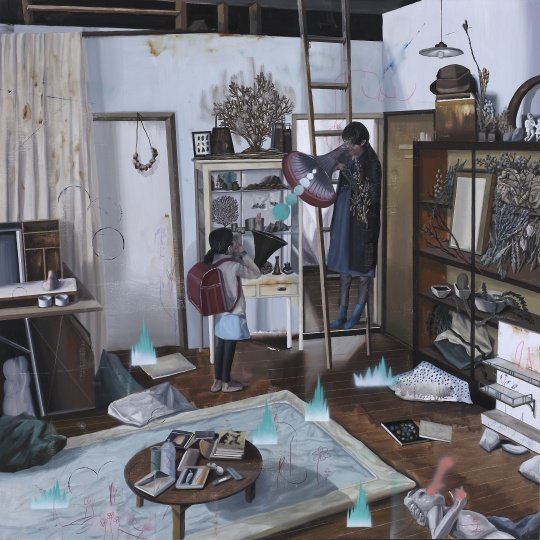 《居家示范.C-客厅里的2个喇叭》 160×160cm 布面油画 2016
《居家示范.C-客厅里的2个喇叭》 160×160cm 布面油画 2016
