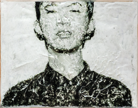 《两幅相连的肖像 1》 ，2016，胶片，综合材料，40×60 cm
