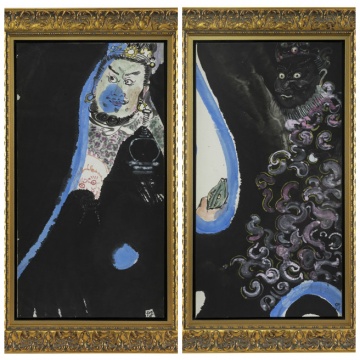 《多闻天王》 90×48cm 纸本设色 2016（左）《广目天王》 90×48cm 纸本设色 2016
