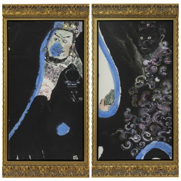 《多闻天王》 90×48cm 纸本设色 2016(左)《广目天王》 90×48cm 纸本设色 2016
《多闻天王》 90×48cm 纸本设色 2016(左)《广目天王》 90×48cm 纸本设色 2016
