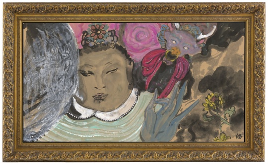 《天王与老牛》 96×180cm 纸本设色 2016
《天王与老牛》 96×180cm 纸本设色 2016