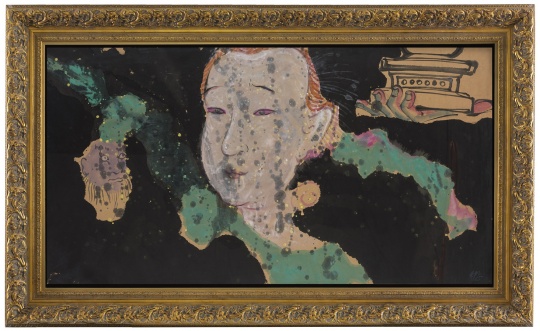 《观音与托塔天王》 97×180cm 纸本设色 2015
