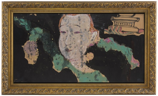 《观音与托塔天王》 97×180cm 纸本设色 2015
《观音与托塔天王》 97×180cm 纸本设色 2015