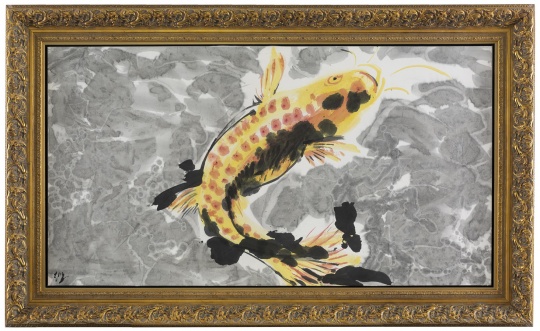 《鱼跃于渊》 97×181cm 纸本设色 2016
《鱼跃于渊》 97×181cm 纸本设色 2016