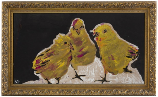 《三只雏鹰》 97×180cm 纸本设色 2015
《三只雏鹰》 97×180cm 纸本设色 2015