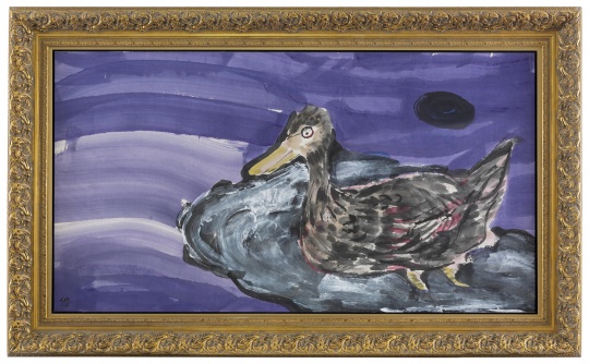 《滩头野鸭子》 97×180cm 纸本设色 2016
《滩头野鸭子》 97×180cm 纸本设色 2016