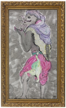 《刘海与金蟾》 180×97cm 纸本设色 2016
《刘海与金蟾》 180×97cm 纸本设色 2016