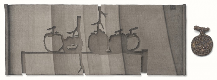 《五柿图》 113x45,19x13cm，现成品绘画 姜吉安 2015
