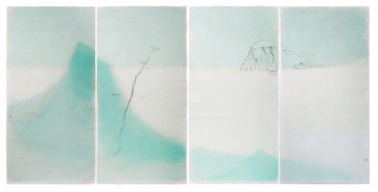 山系列 《仿倪云林画意》 139x272cm 纸本水墨 2015
山系列 《仿倪云林画意》 139x272cm 纸本水墨 2015