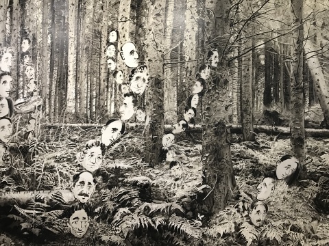 《黑色的光No.4》(局部) 190×250cm×4 布面油画 2016
《黑色的光No.4》(局部) 190×250cm×4 布面油画 2016