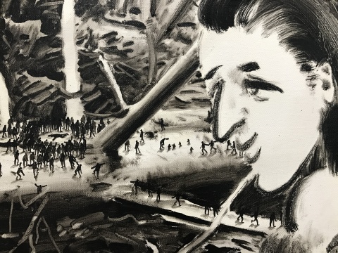 《黑色的光No.4》(局部) 190×250cm×4 布面油画 2016
《黑色的光No.4》(局部) 190×250cm×4 布面油画 2016