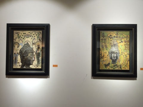 《平方之屈》80×60cm 布面油画 2017、《万佛朝宗》80×60cm 布面油画 2016 《平方之屈》80×60cm 布面油画 2017、《万佛朝宗》80×60cm 布面油画 2016