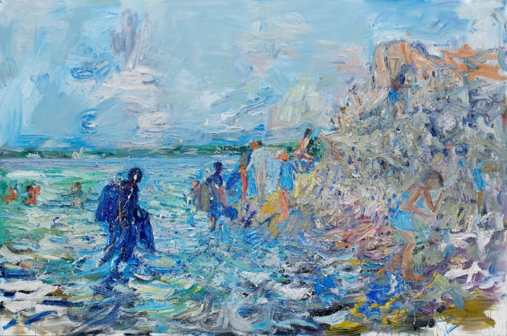 《潜水》 270×400cm 布面油画 2017
《潜水》 270×400cm 布面油画 2017