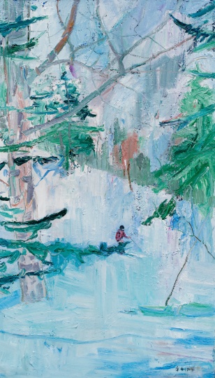 《滑雪》 250×140 cm 布面油画 2016
《滑雪》 250×140 cm 布面油画 2016
