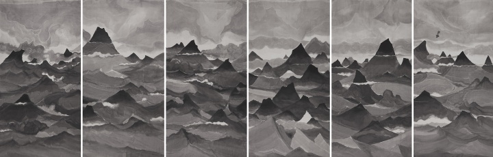 汤南南 《遗忘之海7》 76×145cm×6 纸本水墨 2013
汤南南 《遗忘之海7》 76×145cm×6 纸本水墨 2013