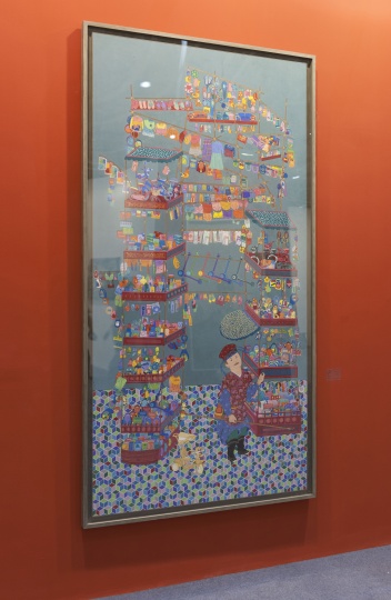 刘天怜《云云卖货图》235×120cm 纸本设色 2017
刘天怜《云云卖货图》235×120cm 纸本设色 2017