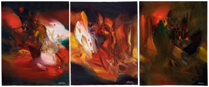 Lot139 朱德群《旭日千里》each:81 x65cm overall:81 x 195cm 油彩画布(三联作) 1979
估价:HKD 7,000,000 - 10,000,000
Lot139 朱德群《旭日千里》each:81 x65cm overall:81 x 195cm 油彩画布(三联作) 1979
估价:HKD 7,000,000 - 10,000,000