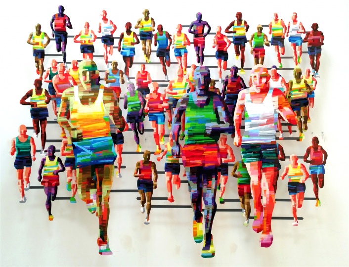《柏林马拉松》  143×180cm 汽车颜料、铝合金 2016

