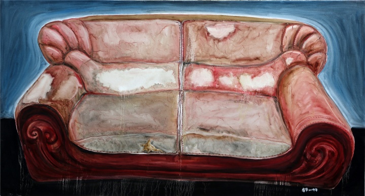 席华油画《双人沙发》，90厘米200厘米，2013年
