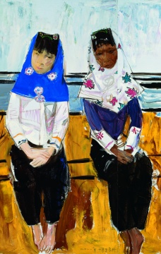 戴士和 《惠安女》局部 90x180cm 布面油画  2010
