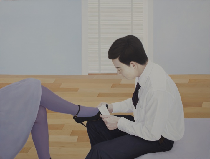 梁浩《年轻的临时夫妻》150×200cm 布面油画 2016
