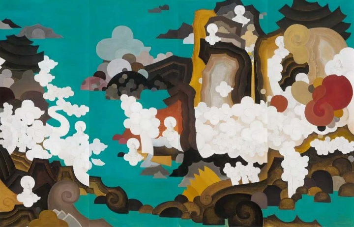 王鉴为 《逍遥游》 261x412cm 纸本水墨、丙烯、 铅笔 2017
王鉴为 《逍遥游》 261x412cm 纸本水墨、丙烯、 铅笔 2017