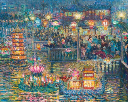 张隆基 《欢度元宵（豫园）》 71×89cm 布面油画 1987

成交价：11.5万元（估价：10万-20万元，北京匡时，张小军竞得）
