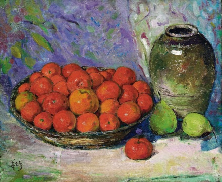 胡善馀《橘子与壶》 38×46cm 布面油画 1950年代

估计：40万-60万元

 

 

王新友：这件作品色彩厚重明亮，细致质朴，是件好作品。
