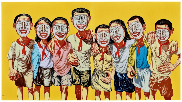 曾梵志 《面具系列 1996 No.6》 199×358.6 cm  油彩画布 1996

以9357.28万元成交于2017香港保利春拍，系艺术家2017春拍第一高价
