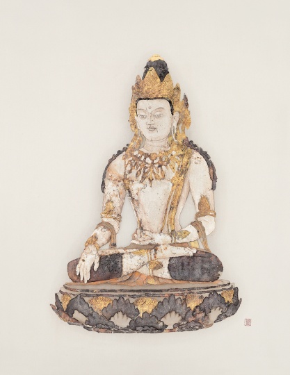 《莲座像之七》 50×40cm 绢本综合 2016
《莲座像之七》 50×40cm 绢本综合 2016