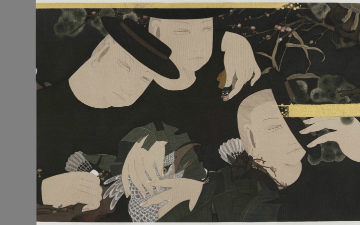 《青·衿 》 59×390cm 绢本设色 2016-2017 (局部)
《青·衿 》 59×390cm 绢本设色 2016-2017 (局部)